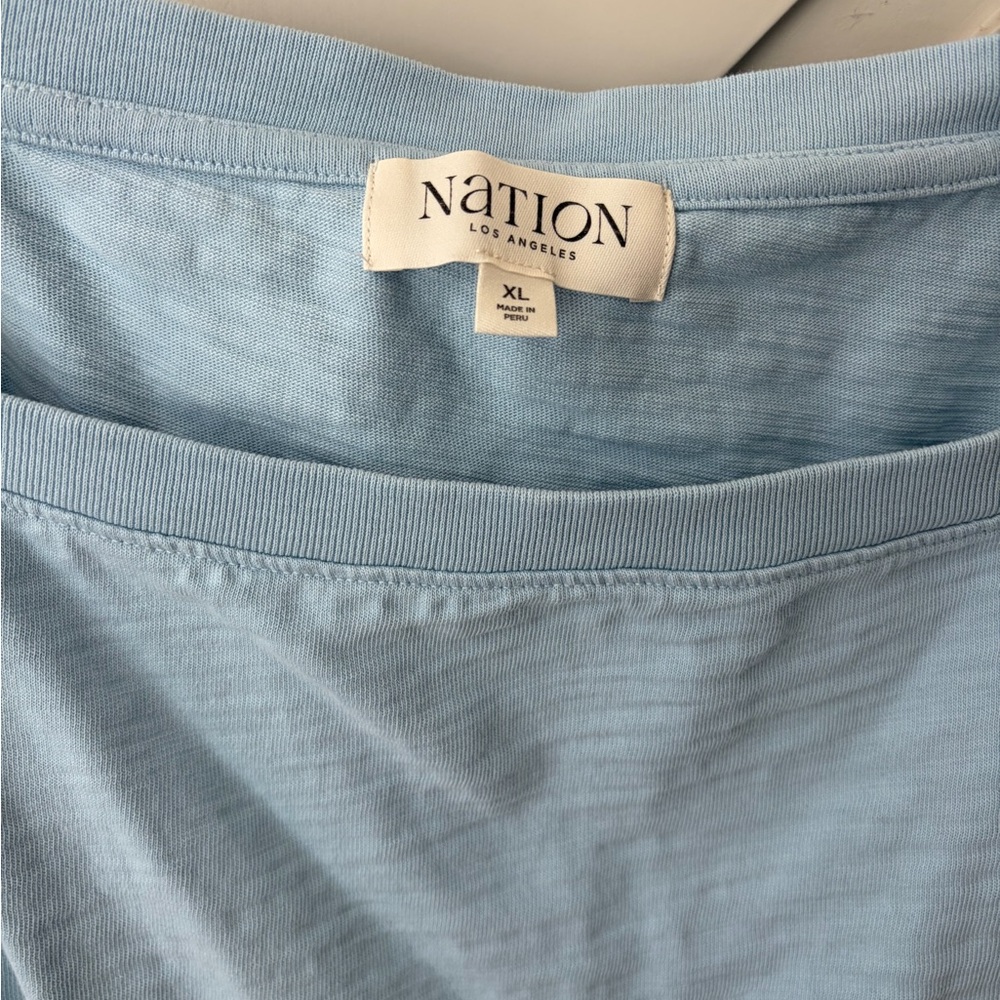 Nation Los Angeles Naya Top Powder Blue Puff Sleeve Square Neck XL Anthropologie - Picture 6 of 6